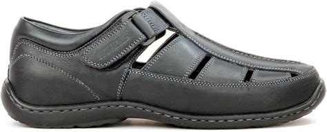 Pavers England Men's leather sandals with Velcro fastening Black ...