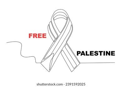 Ribbon Palestinian Solidarity Palestine Solidarity One-line Stock ...