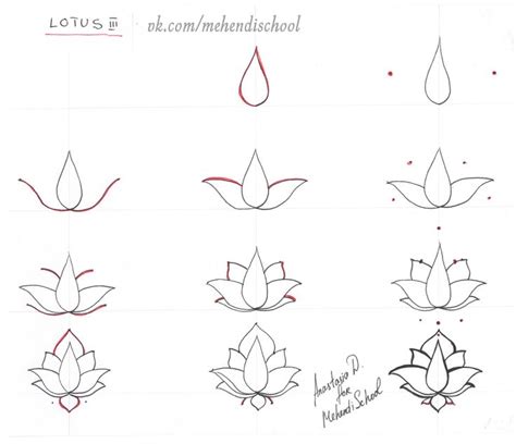 How to draw classic indian mehndi lotus. Easy tutorial. DIY. | Flower ...