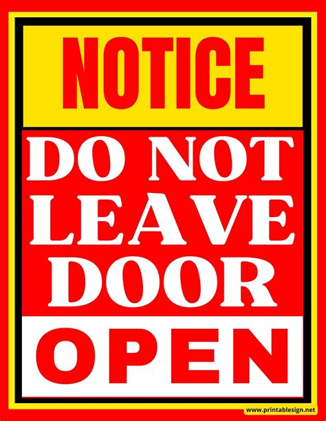 Do Not Leave Door Open Sign | FREE Download