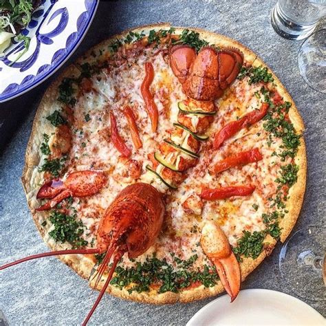 Lobster Topped Pizza | Guest of a Guest | Lobster pizza, Pizza, Food shows