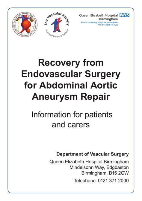 Recovery from endovascular surgery for abdominal aortic aneurysm