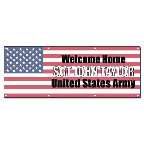 WELCOME HOME CUSTOM NAME MILITARY 2 ft x 4 ft Banner Sign w/4 Grommets ...