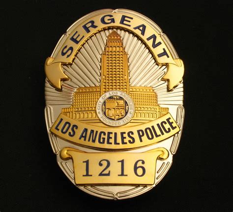 LAPD Los Angeles Sergeant Police Badge Solid Copper Replica Movie Prop ...