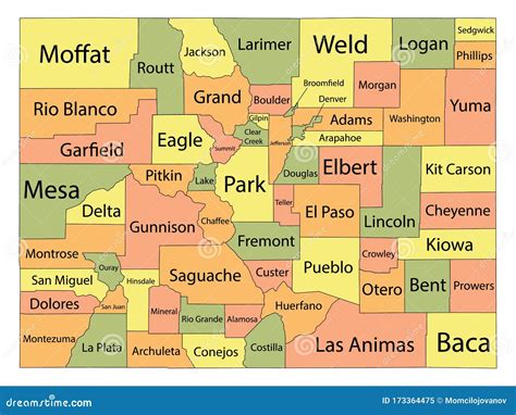 Colorado County Map stock vector. Illustration of mexico - 173364475