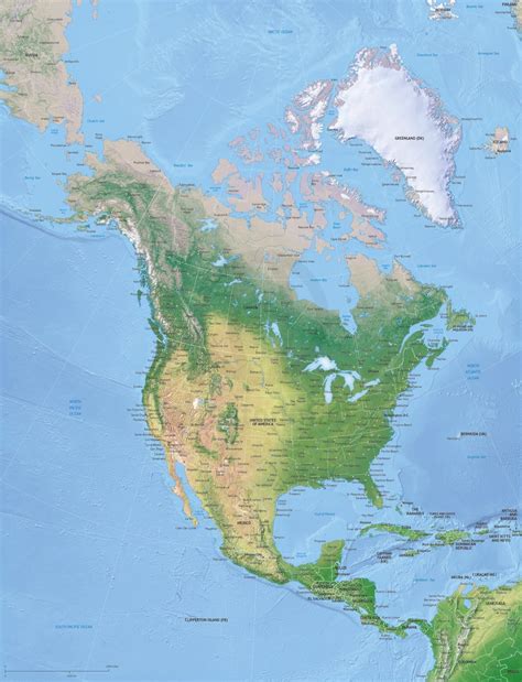 Vector Map North America continent XL relief | One Stop Map