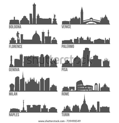 Italy Cities Most Famous Skyline City Stock Vector (Royalty Free ...