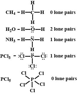 How many lone pair of electrons are present on the central atom of CH4 ...