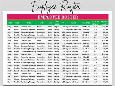 Excel Roster Template