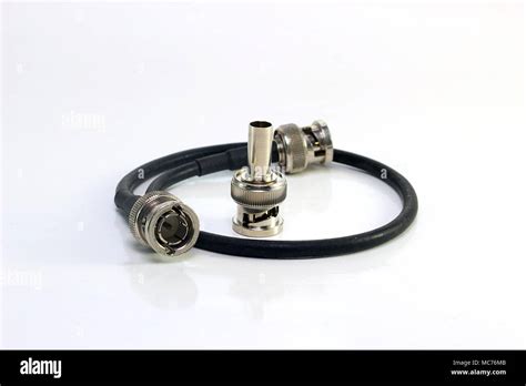 Two bnc connector with coaxial cable on white background Stock Photo ...