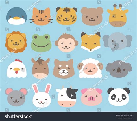 Set Animal Face Icons Stock Vector (Royalty Free) 2097167893 | Shutterstock