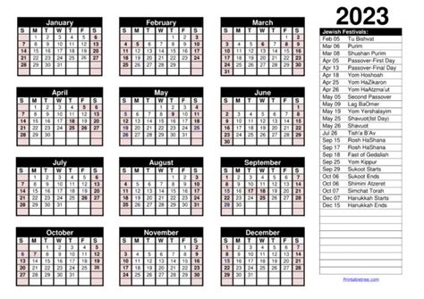 Jewish Calendar 2023 PDF Templates | Jewish calendar, Jewish calendar ...