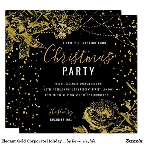 Elegant Gold Corporate Holiday Party Invitation #christmas #c ...