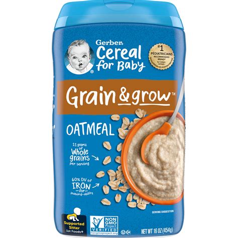 Gerber 1st Foods Cereal for Baby Grain & Grow Baby Cereal, Oatmeal, 16 ...