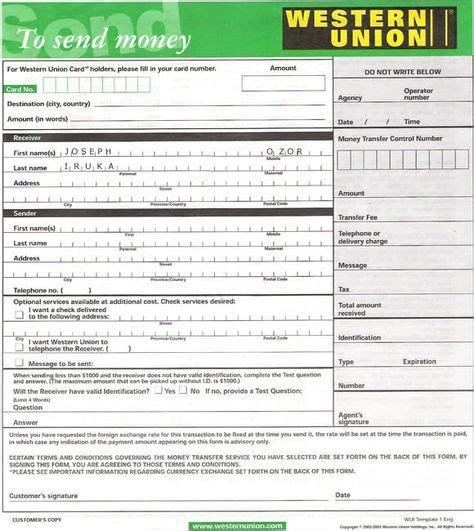 Western Union Form Pdf Printable Blank Money Order Template - Printable ...