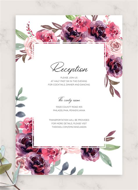 Printable Floral Wedding Invitations - Free Printable Wedding