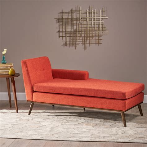 Sophia Mid Century Modern Fabric Chaise Lounge, Muted Orange - Walmart.com