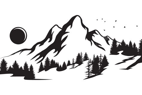 Silhouette Mountain View, Mountain, Silhouette, Line PNG and Vector ...