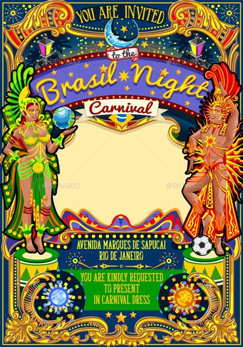 Rio Carnival Poster Template Brazil Carnaval Mask Show Parade ...