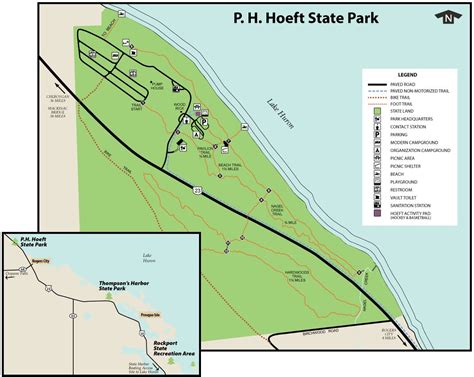 Hoeft_ParkMap | Michigan state parks, State parks, Recreation area