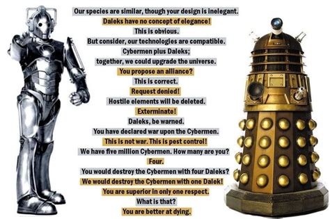 Daleks vs. Cybermen. The sass war. | Made me giggle! | Pinterest ...