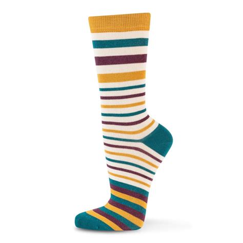 CALCETINES DE ALGODÓN ORGÁNICO MULTICOLOR MODELO STRIPES COLOR DORADO