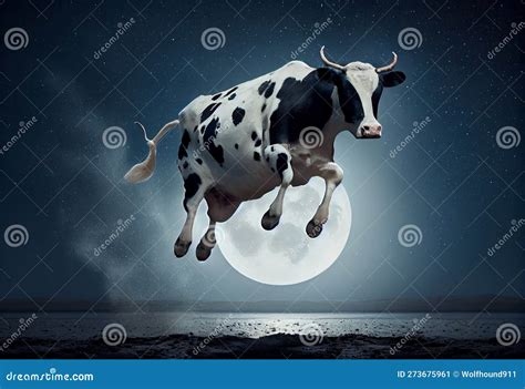 Cow Jump Over the Moon. Generate Ai Stock Illustration - Illustration ...