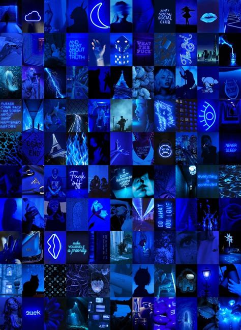 BLUE WALL COLLAGE Kit Dark Blue Aesthetic Collage Kit - Etsy