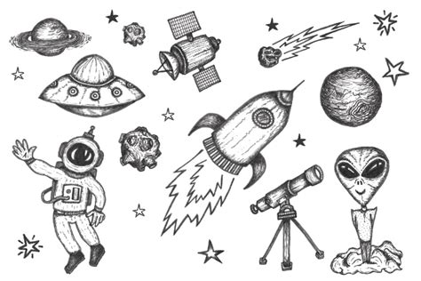 FREE hand drawn space doodles - Tidy Design