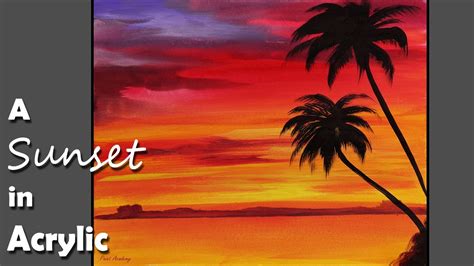 Acrylic Painting : A Sunset in Acrylic Color | Episode-1 - YouTube