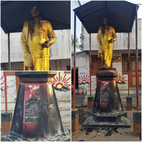 Statue of DMK founder Annadurai set on fire in Tamil Nadu's ...