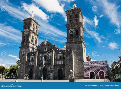 Puebla Cathedral in Mexico. Latin America. Stock Image - Image of ...