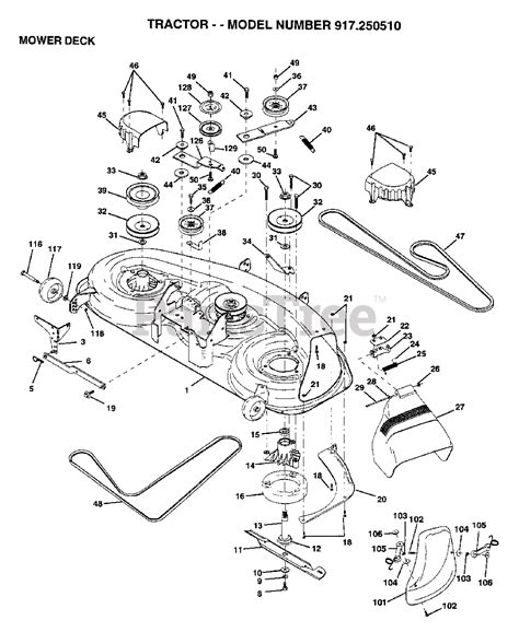 Craftsman Lawn Tractor Mower Deck Parts