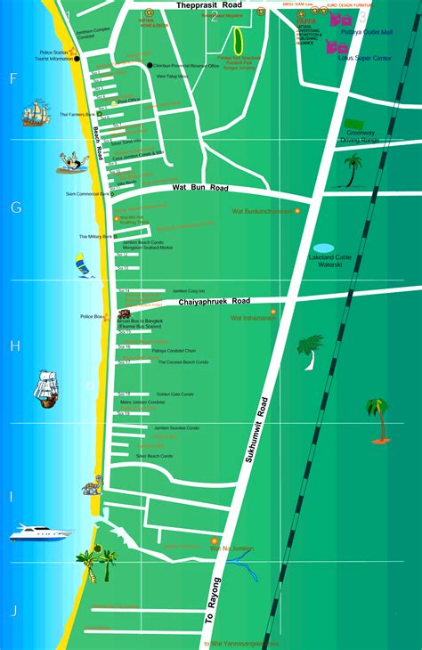 Pattaya Beach Tourist Map - Thailand • mappery