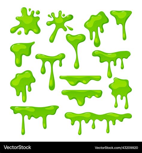 Set of slime splashes liquid goo toxic green Vector Image