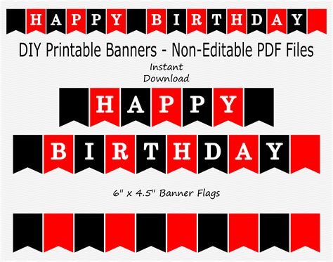 Happy Birthday Banner Red & Black Boy Birthday Party | Etsy