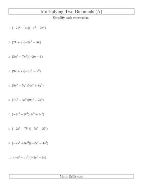 Multiplying Two Binomials (All)