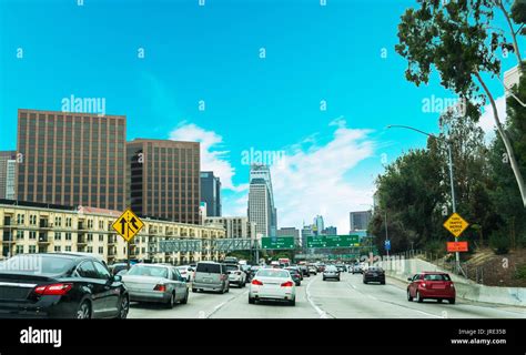 Traffic in 110 freeway in Los Angeles, California Stock Photo - Alamy