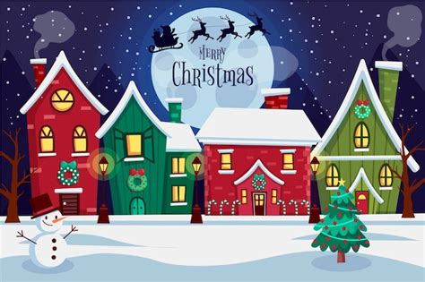 Free Vector | Flat design christmas town