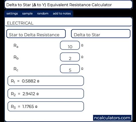 Delta to Star Equivalent Resistance Calculator