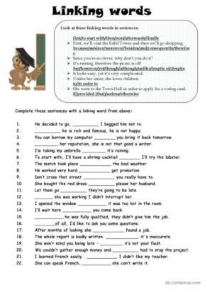 80 Linking words English ESL worksheets pdf & doc