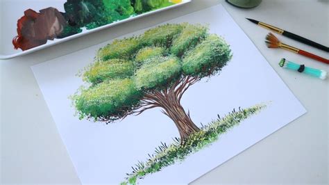 ART#23 VẼ CÂY BẰNG TĂM BÔNG với màu nước Thiên Long | Watercolor ...