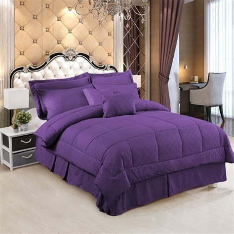 10 Pieces Bed in a Bag Bedding Comforter Set,Quilted Diamond Pattern ...