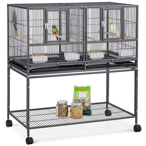 SmileMart Divided Breeder Cage Stackable Wide Bird Cage for Small Birds ...