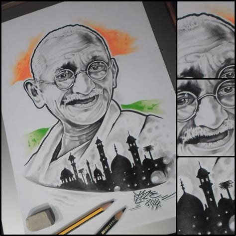 Mahatma Gandhi, India; Pencil drawing by Blaze | Poster drawing ...