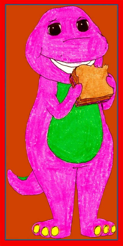 Barney Enjoying His Sandwich by BestBarneyFan on DeviantArt