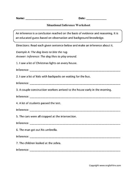 Inference Questions Worksheets