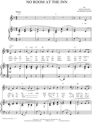 "No Room At the Inn" Sheet Music - 1 Arrangement Available Instantly ...