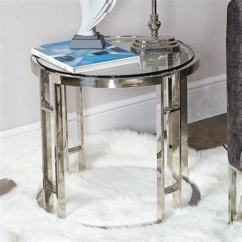 Atticus Chrome And Tempered Glass End Side Table | Picture Perfect Home