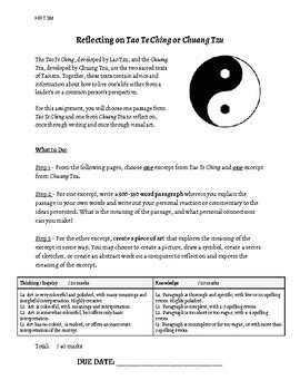 Taoism Sacred Texts - Mini-Assignment by Past and Poetry | TpT